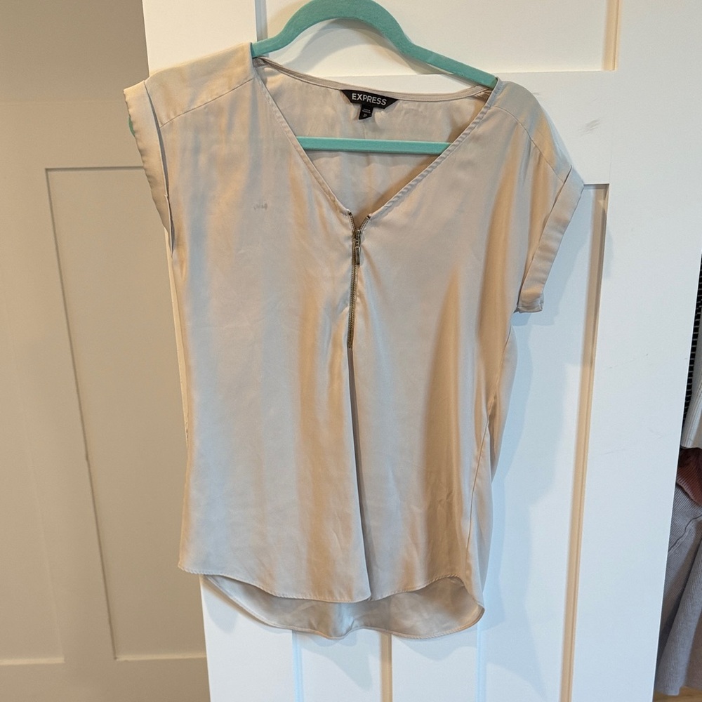 Express Women's Beige V-Neck Blouse